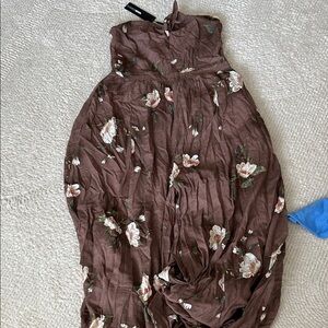 Fashion Nova Brown Floral Halter Jumpsuit